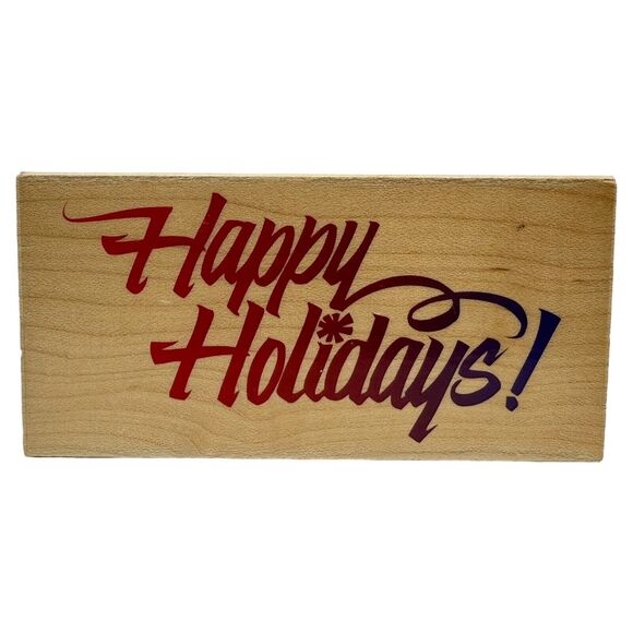 LOT OF 7 Christmas Holidays Wood Mounted Rubber Stamps Nutcracker Tree Wreath - Picture 12 of 15